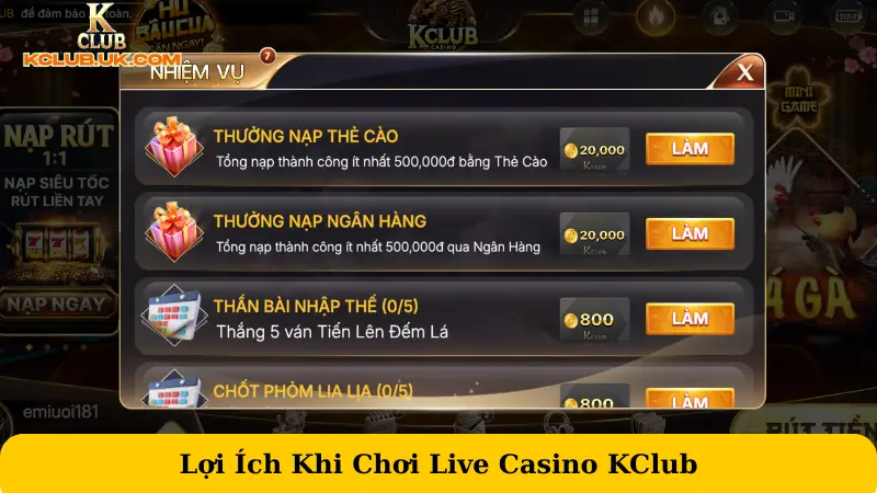 Lợi Ích Khi Chơi Live Casino KClub